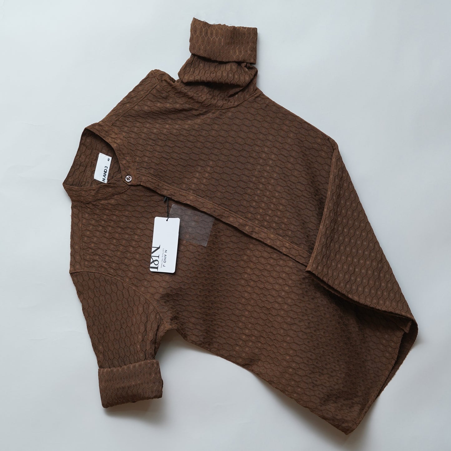 Coffee | Geometric Pattern | Mandarin Collar Shirt