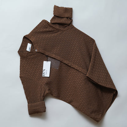 Coffee | Geometric Pattern | Mandarin Collar Shirt