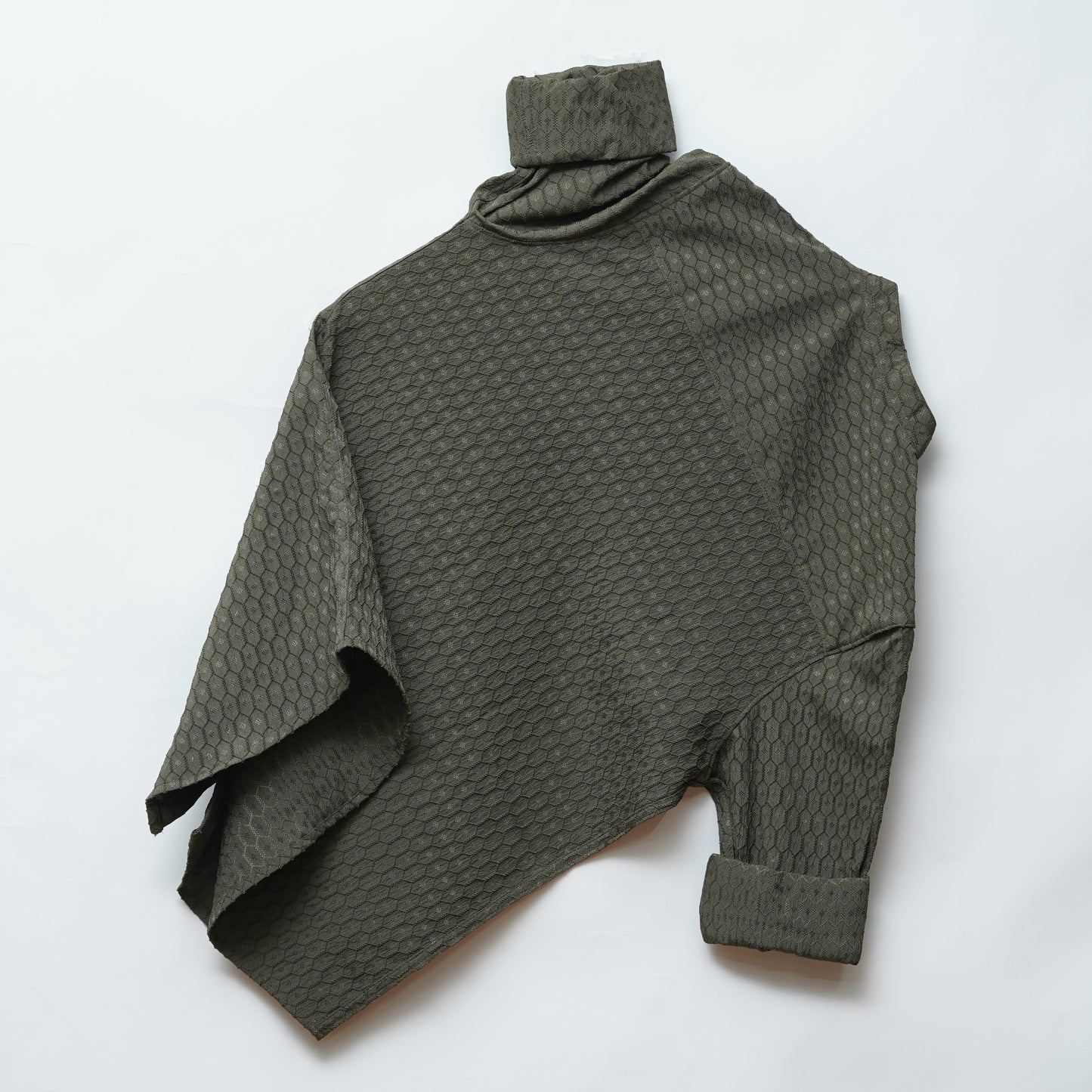 Olive Green | Geometric Pattern | Mandarin Collar Shirt