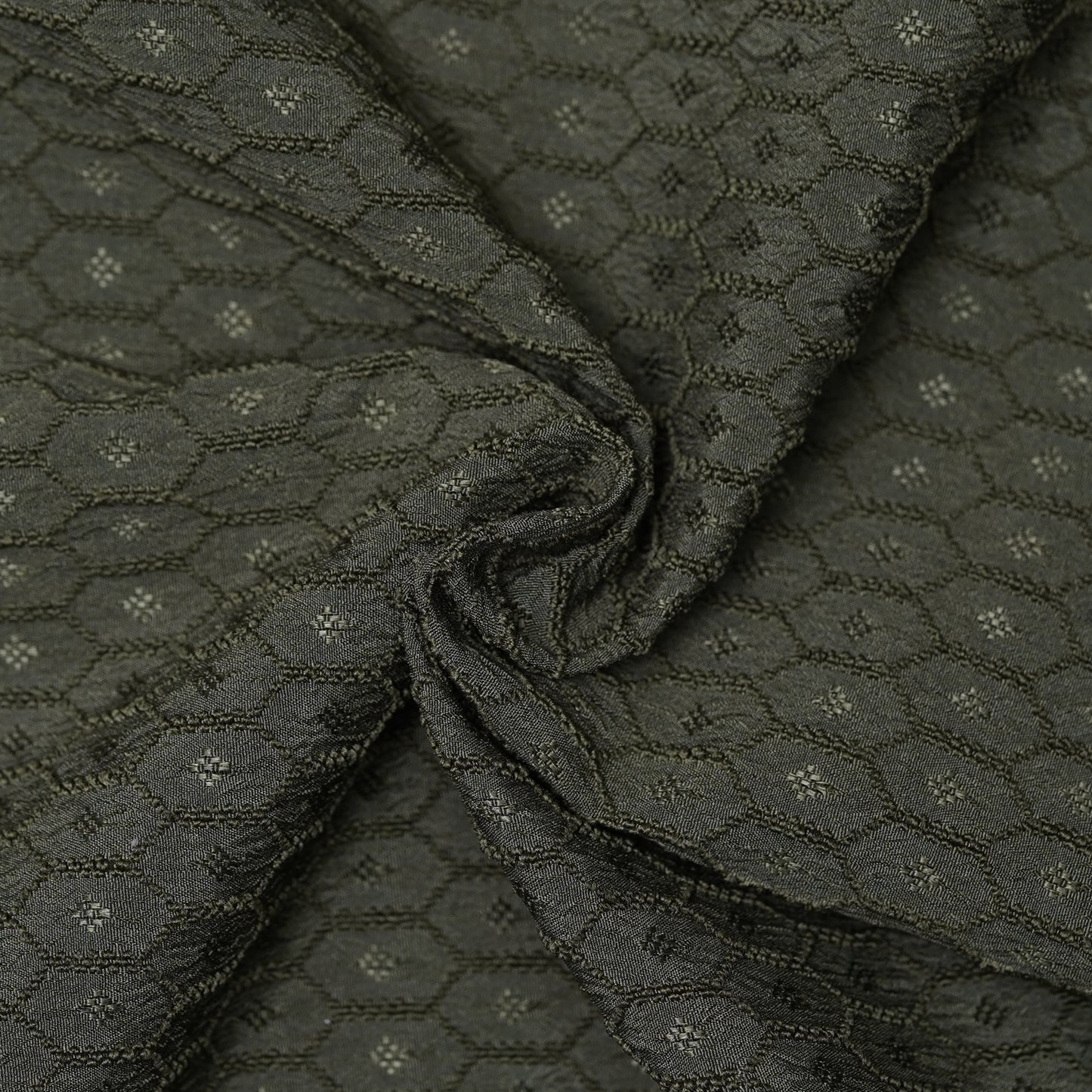 Olive Green | Geometric Pattern | Mandarin Collar Shirt