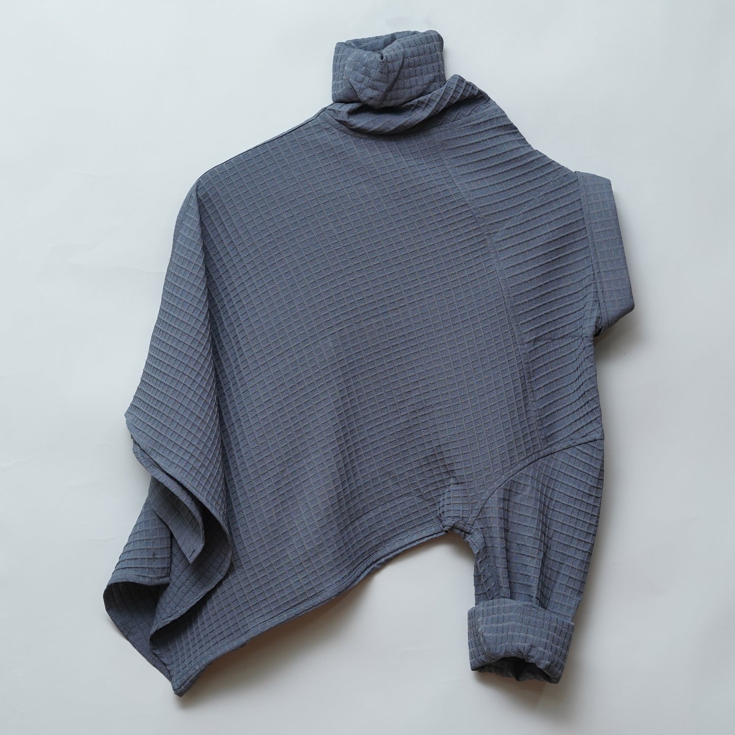 Grey | Grid Pattern Shirt | Waffle Knit