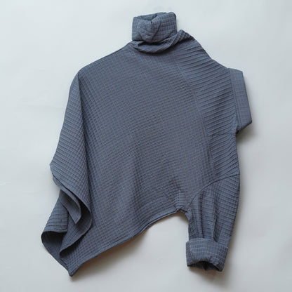 Grey | Grid Pattern Shirt | Waffle Knit