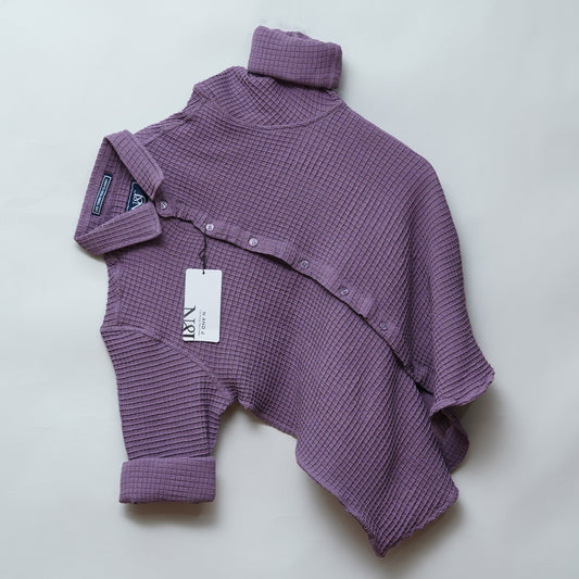 Purple | Grid Pattern Shirt | Waffle Knit