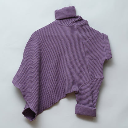 Purple | Grid Pattern Shirt | Waffle Knit