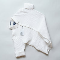 White | Grid Pattern Shirt | Waffle Knit