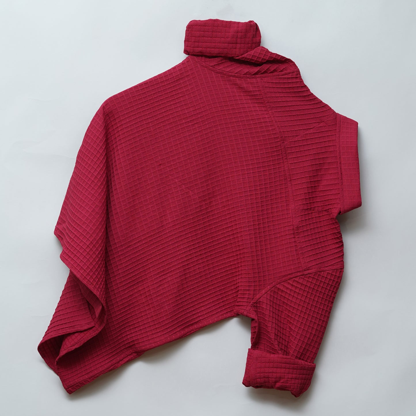 Maroon | Grid Pattern Shirt | Waffle Knit