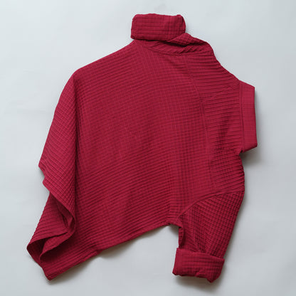 Maroon | Grid Pattern Shirt | Waffle Knit