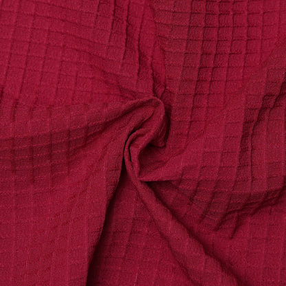 Maroon | Grid Pattern Shirt | Waffle Knit