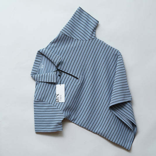 Light Teal | Premium Camelet Checks | Polo Zipper T-Shirt