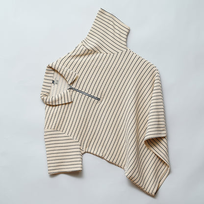 Cream | Premium Camelet Checks | Polo Zipper T-Shirt