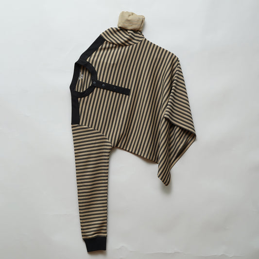 Chiku | Henley Neck Striped T-Shirt | Full Sleeve