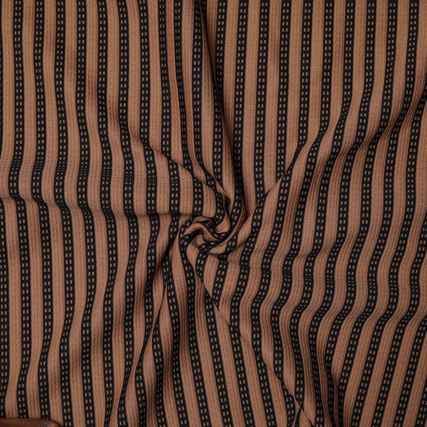 Brown | Henley Neck Striped T-Shirt | Full Sleeve