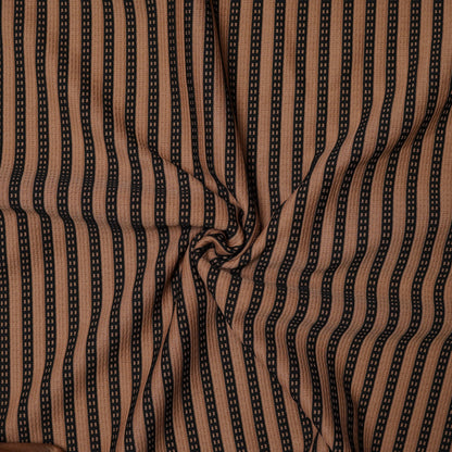 Brown | Henley Neck Striped T-Shirt | Full Sleeve