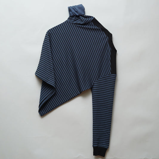 Denim | Henley Neck Striped T-Shirt | Full Sleeve