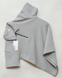 Grey | Pique Textured | Polo Zipper T-Shirt