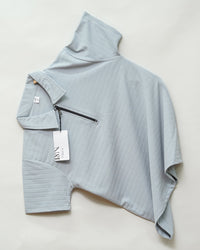 Light Grey | Pique Square Grid | Polo Zipper T-Shirt
