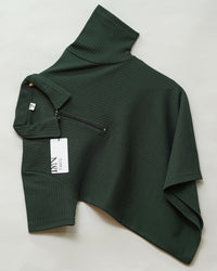 Olive Green | Pique Textured | Polo Zipper T-Shirt