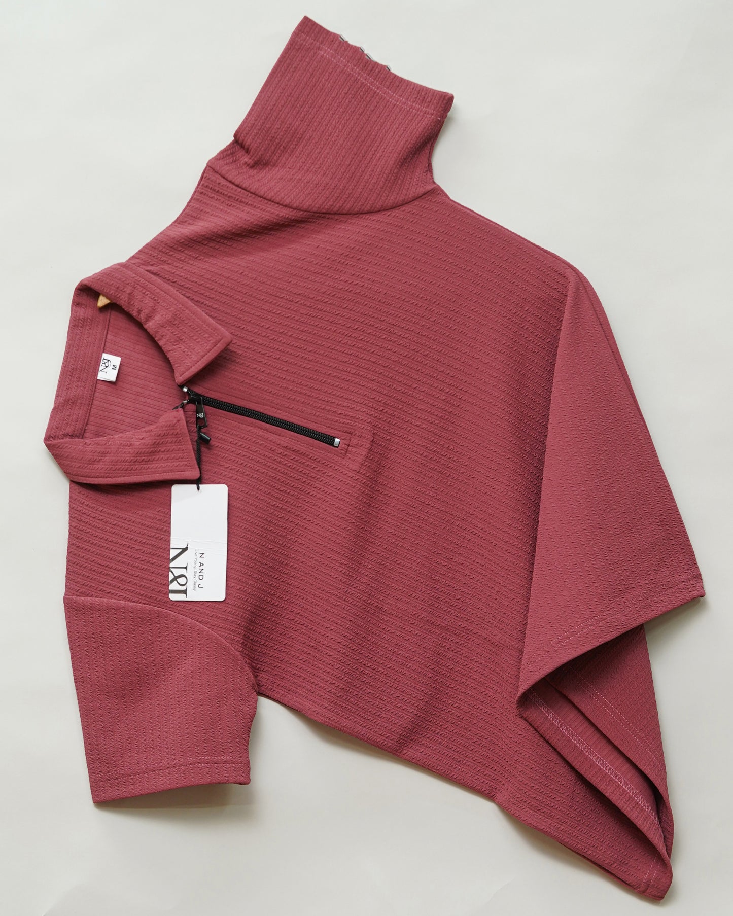 Pink | Pique Textured | Polo Zipper T-Shirt