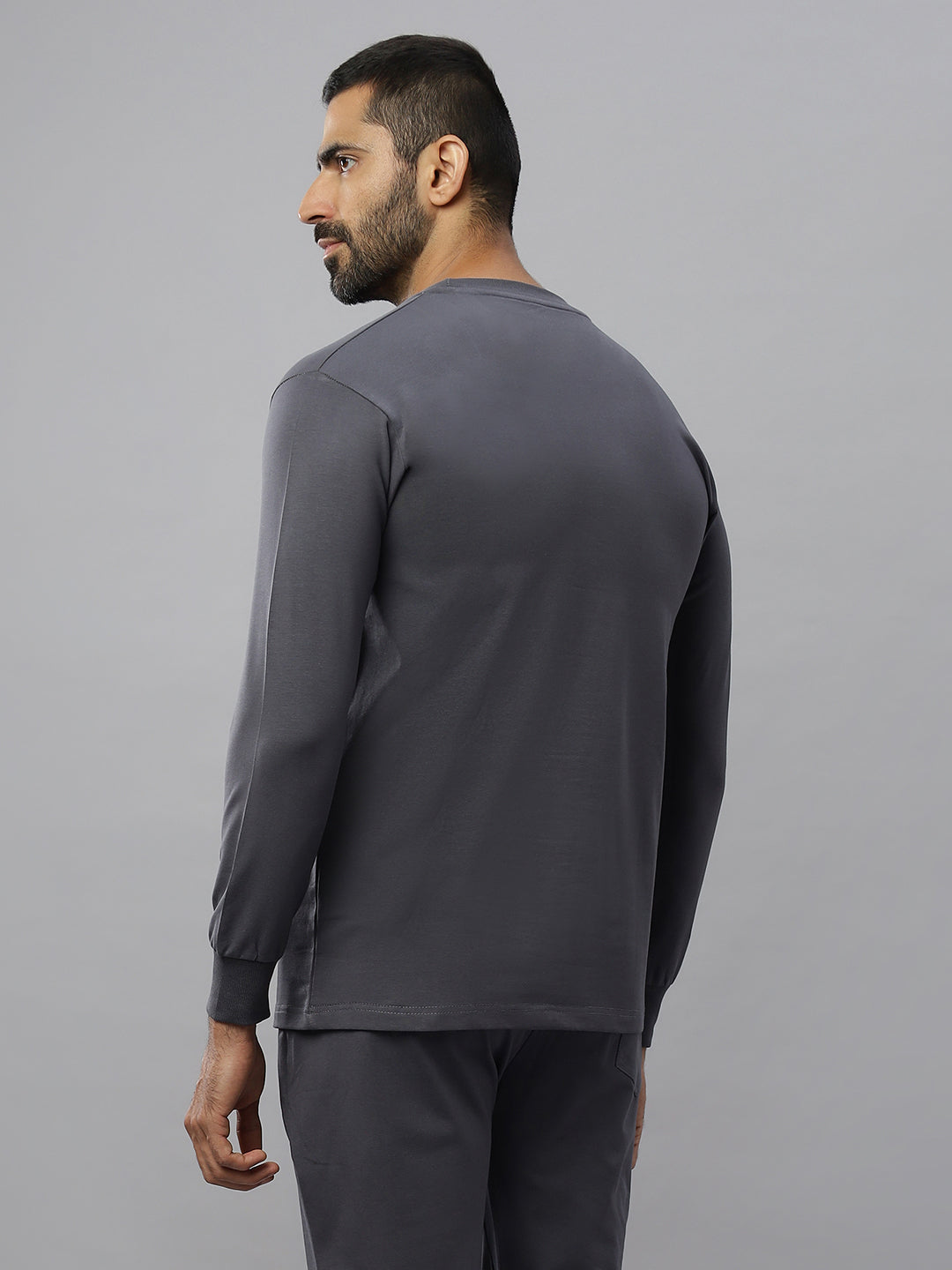 Steel Grey Supima Full Sleeve Round Neck T-shirt