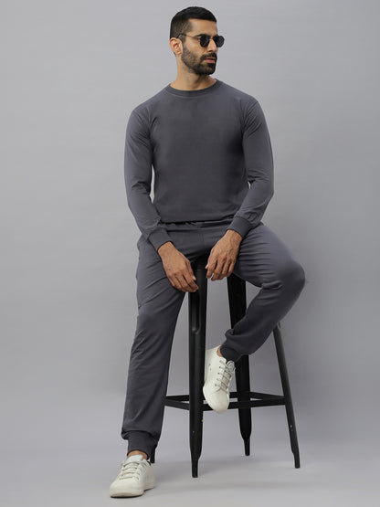Steel Grey Supima Full Sleeve Round Neck T-shirt