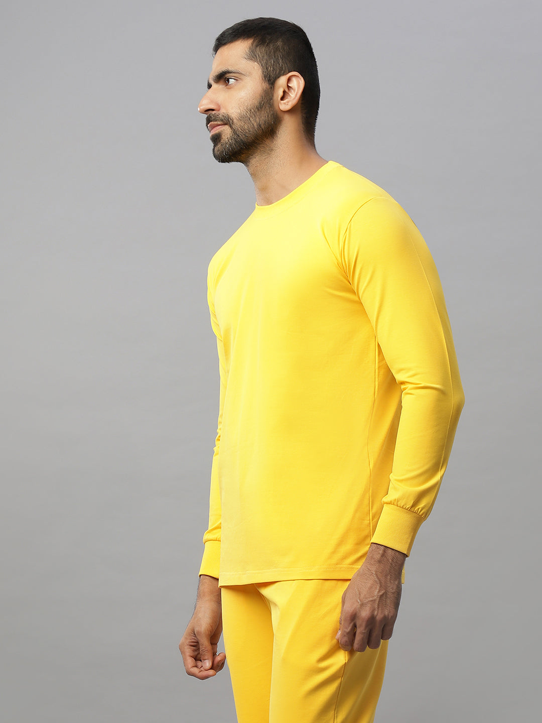 Yellow Supima Full Sleeve Round Neck T-shirt