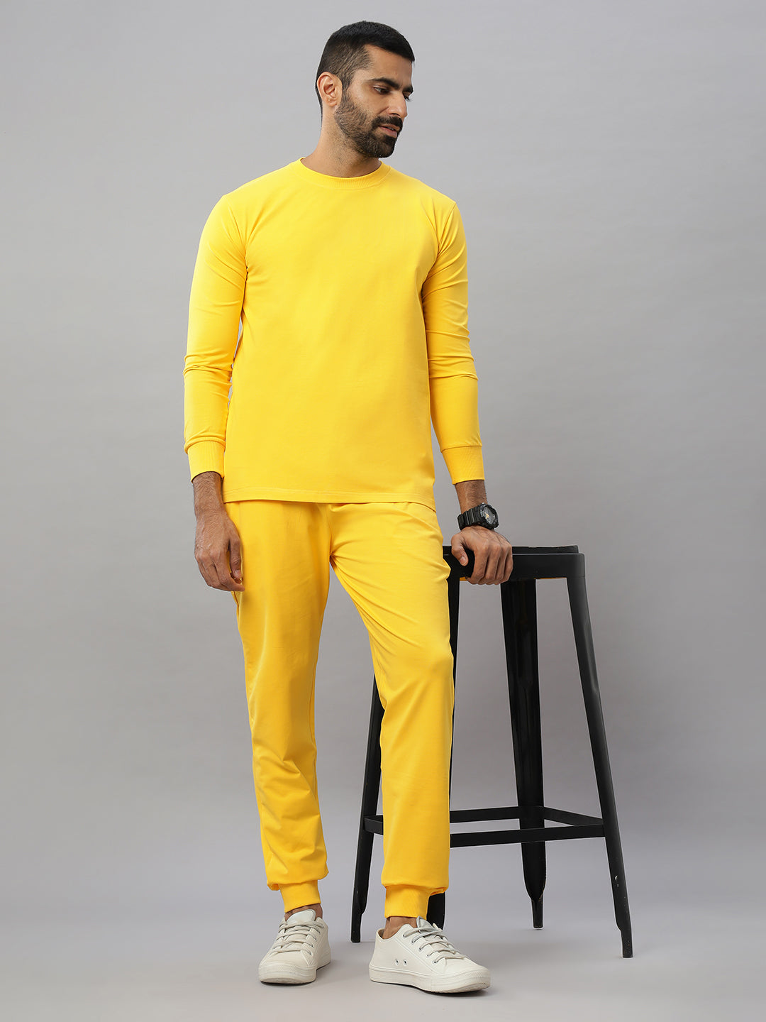 Yellow Supima Full Sleeve Round Neck T-shirt