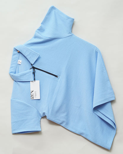 Sky | Pique Textured | Polo Zipper T-Shirt