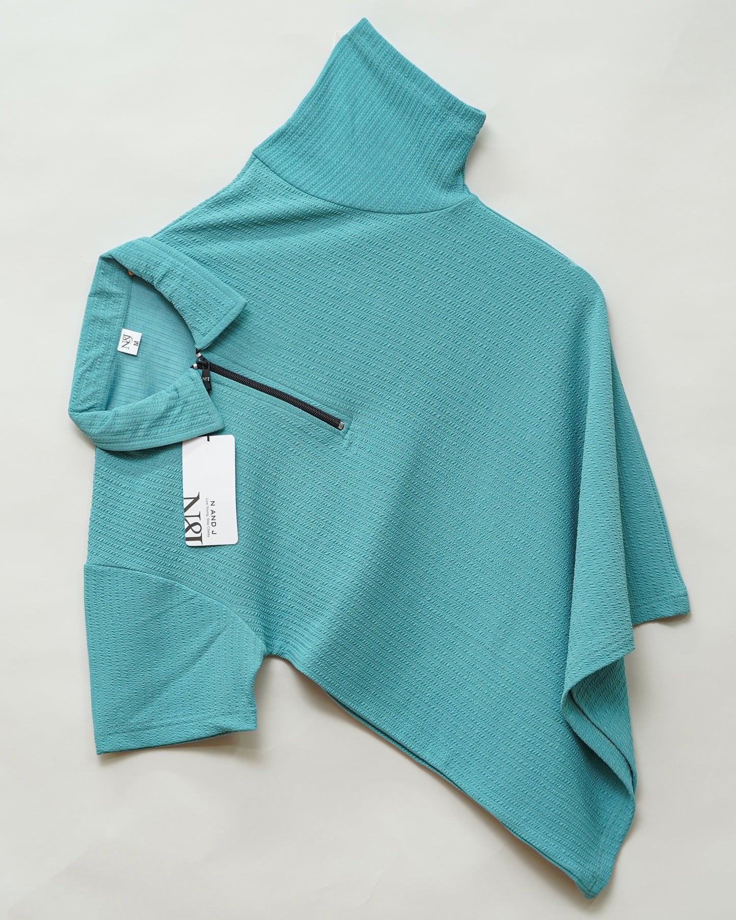 Teal | Pique Textured | Polo Zipper T-Shirt