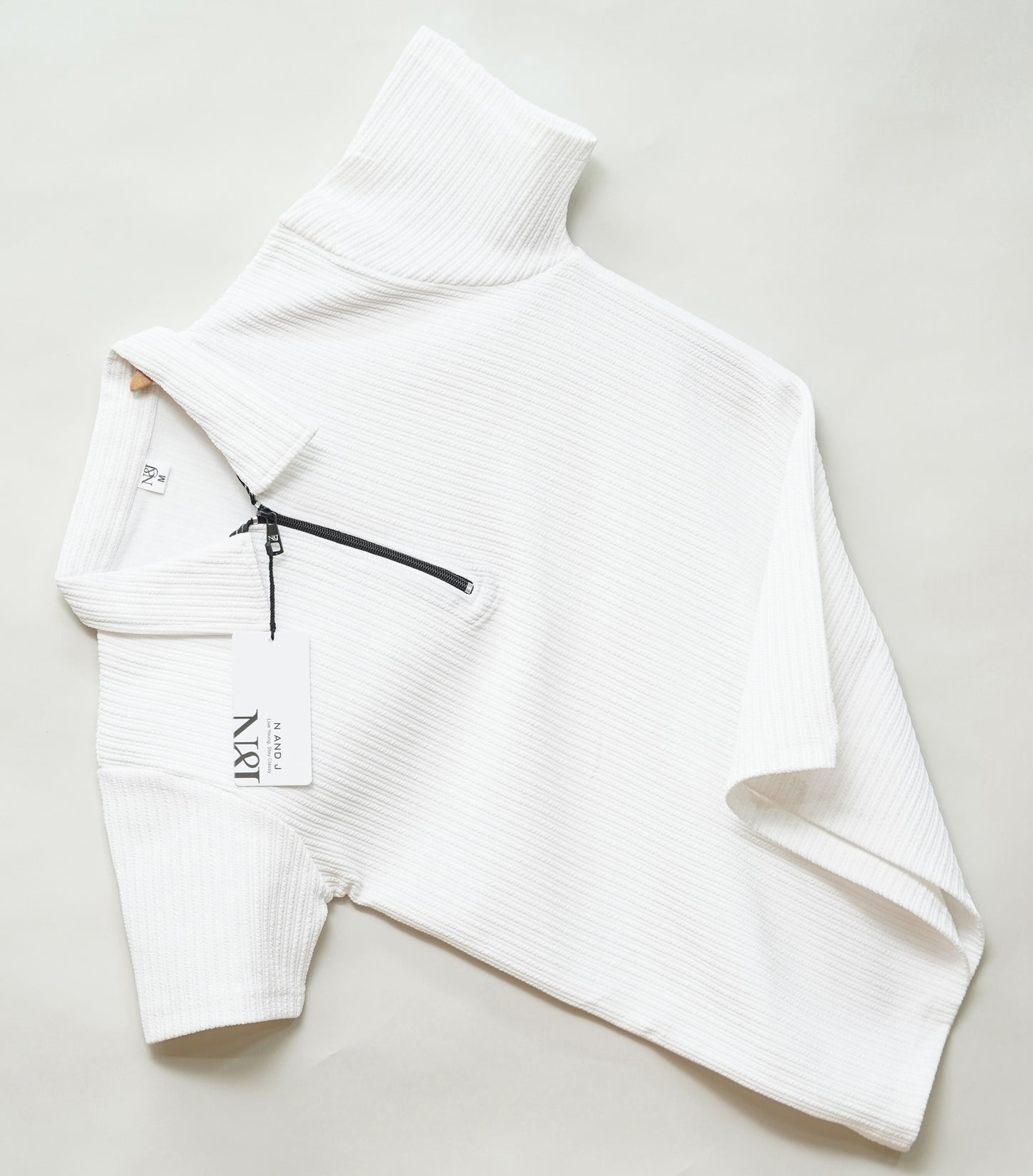 White | Pique Textured | Polo Zipper T-Shirt