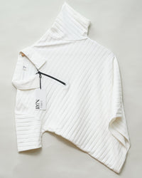 White | Jacquard Knit Textured | Polo Zipper T-Shirt