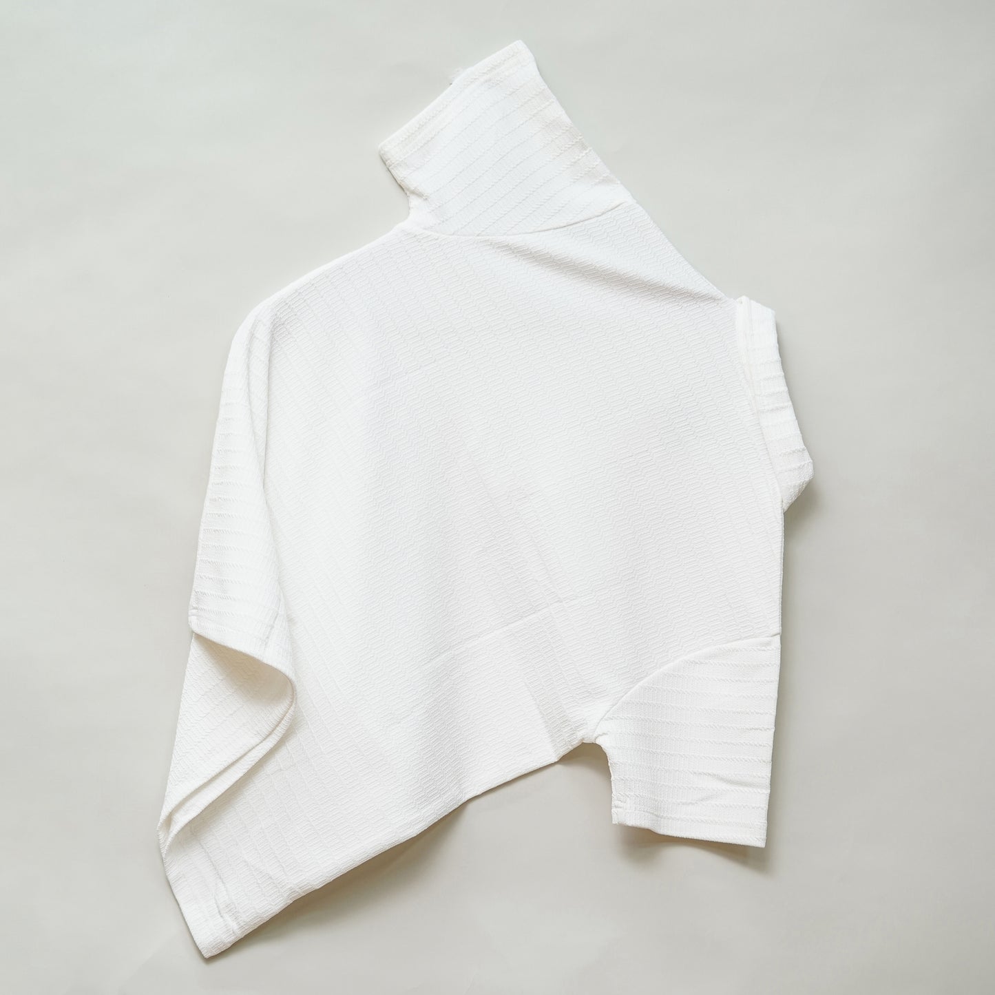 White | Box Waffle Knit | Polo Zipper T-Shirt