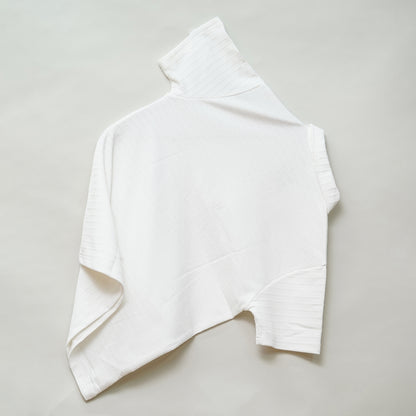 White | Box Waffle Knit | Polo Zipper T-Shirt